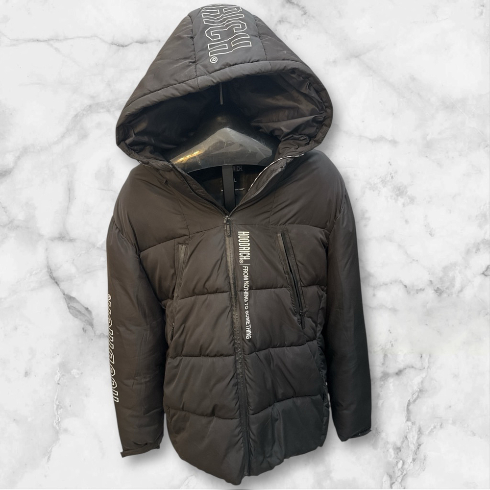 Hoodrich Men’s Wraith Puffer Winter Coat Black Size XXL